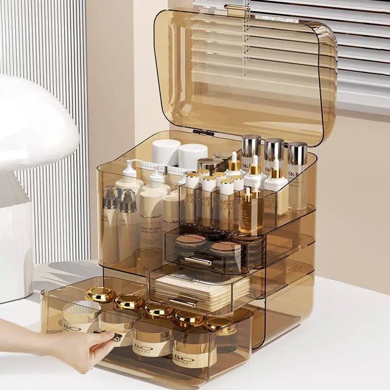 Cosmetic storage box, dressing table, skincare storage rack, acrylic dustproof desktop, large capacity, high-end feel, and other