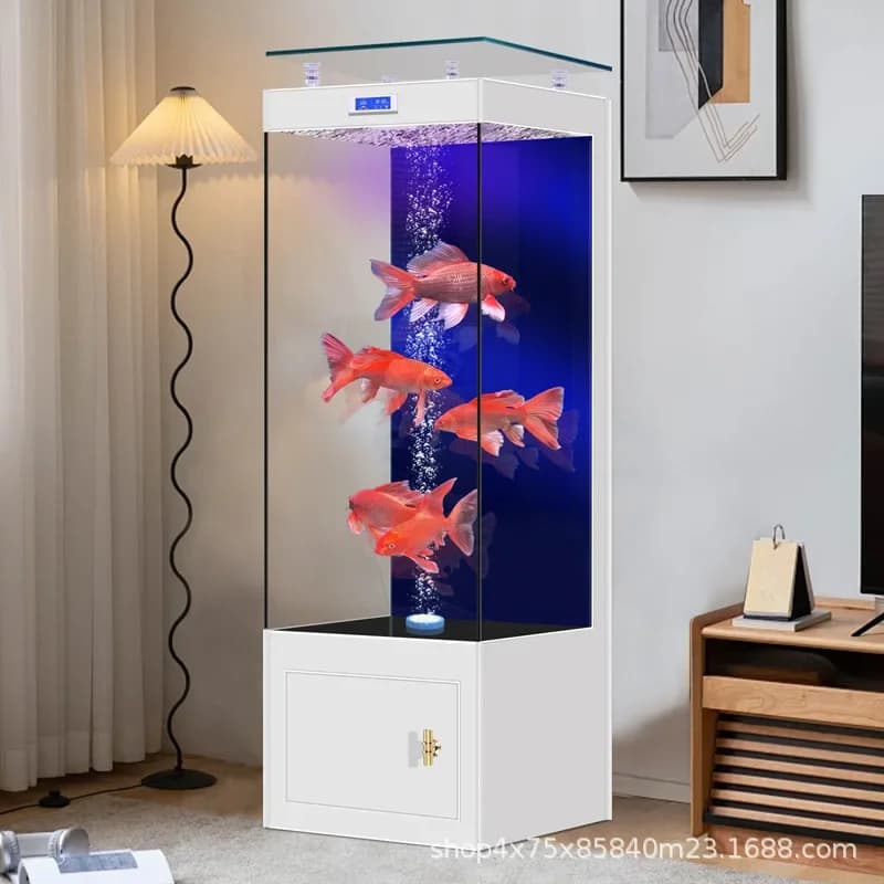 LMM small floor-to-ceiling living room household wall ultra-white glass tubeless back filter aquarium