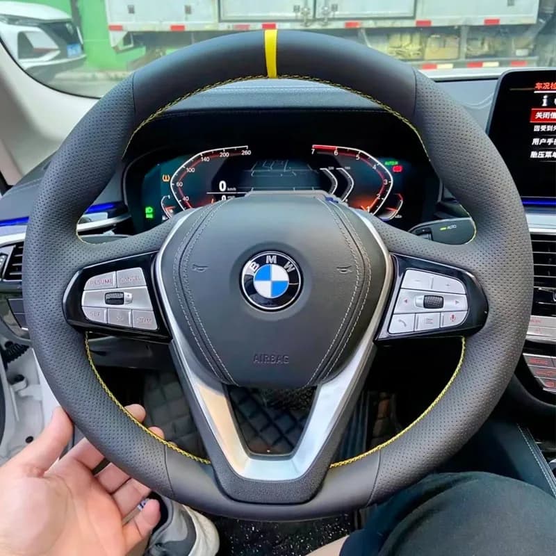 100% Fit For BMW G20 G21 G30 G31 G32 X3 X5 G05 X7 G07 G01 X4 G02 Z4 G29 Hand Stitched Genuine Leather Car Steering Wheel Cover