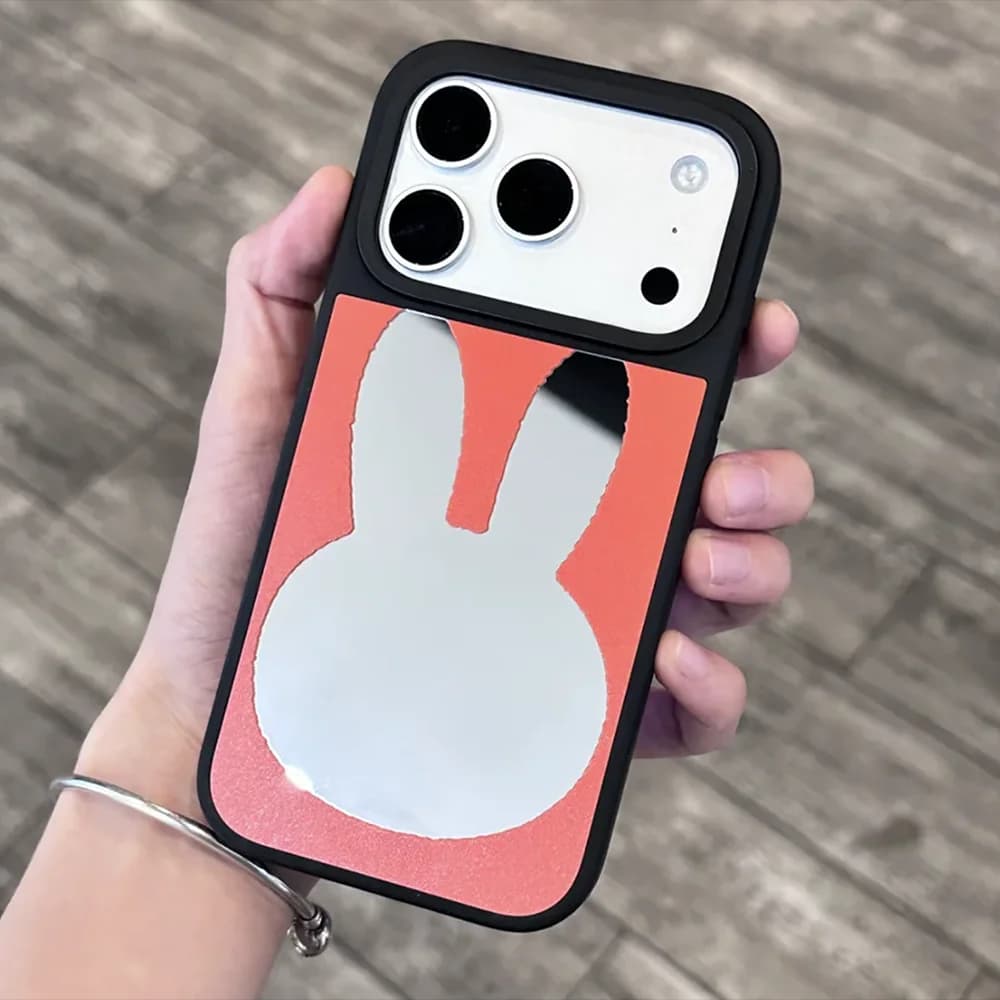 CASE Rabbit Pattern Mirror / Acrylic Cover for IPhone 17 16 15 14 13 12 Pro Max 17 Air - Protective Magnetic Case