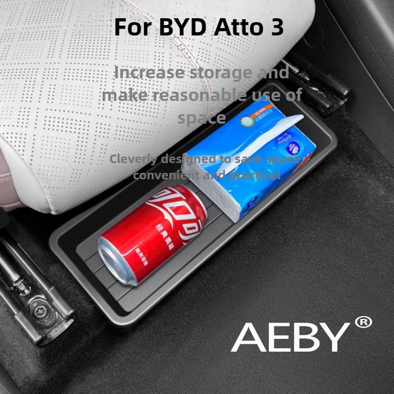 AEBY For BYD Atto 3 Smart Driving Edition 2022-2025 Hidden Organizer with Lid,Under Seat Storage Box,Hidden Under Seat Storage