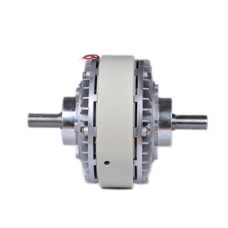 Double axis magnetic powder clutch, electromagnetic mechanical protruding shaft brake