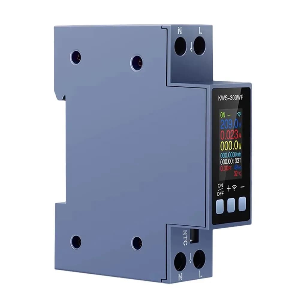 Remote Controlled KWS303WF WiFi DIN Rail Power Meter 40A Multifunctional Measurement for Home and Light Commercial Use