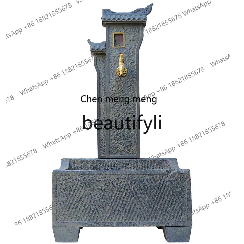 Chinese style courtyard garden column water plug Chinese style outdoor landscaping decoration mop pool watering faucet