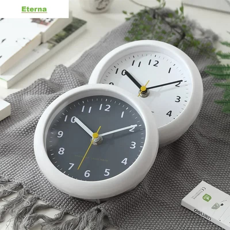 Mini Waterproof Suction Cup Wall Clock 6 Inch for Bathroom Refrigerator Silent Home Decor
