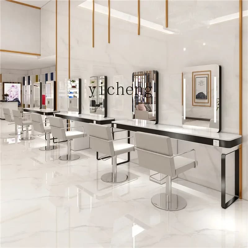 MM Barber Shop Mirror Table Barber Shop Mirror Double Sided Cabinet Stainless Steel Perm And Dyeing Mirror