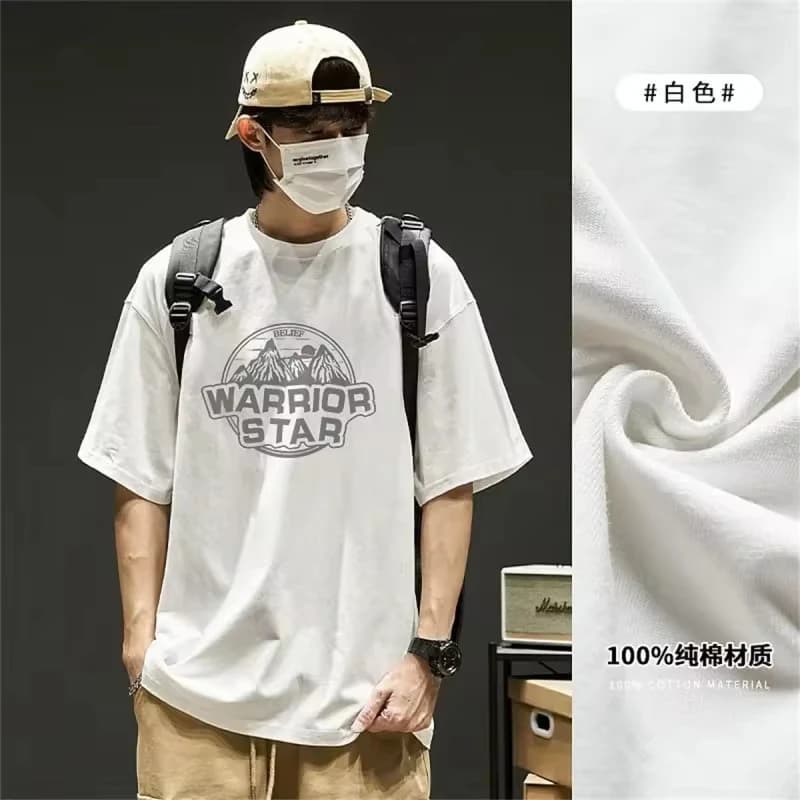 Heavy Duty Short Sleeve T-shirts Men's Summer New Fashion American Style Printed Loose Underhshirts Male Casual Trendy Tops