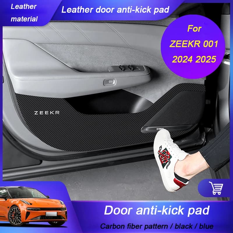 For Zeekr 001 2024 2025 Leather Car Door Anti-kick Pad Front Rear Door Protective Pad Threshold Bar Modification Accessories