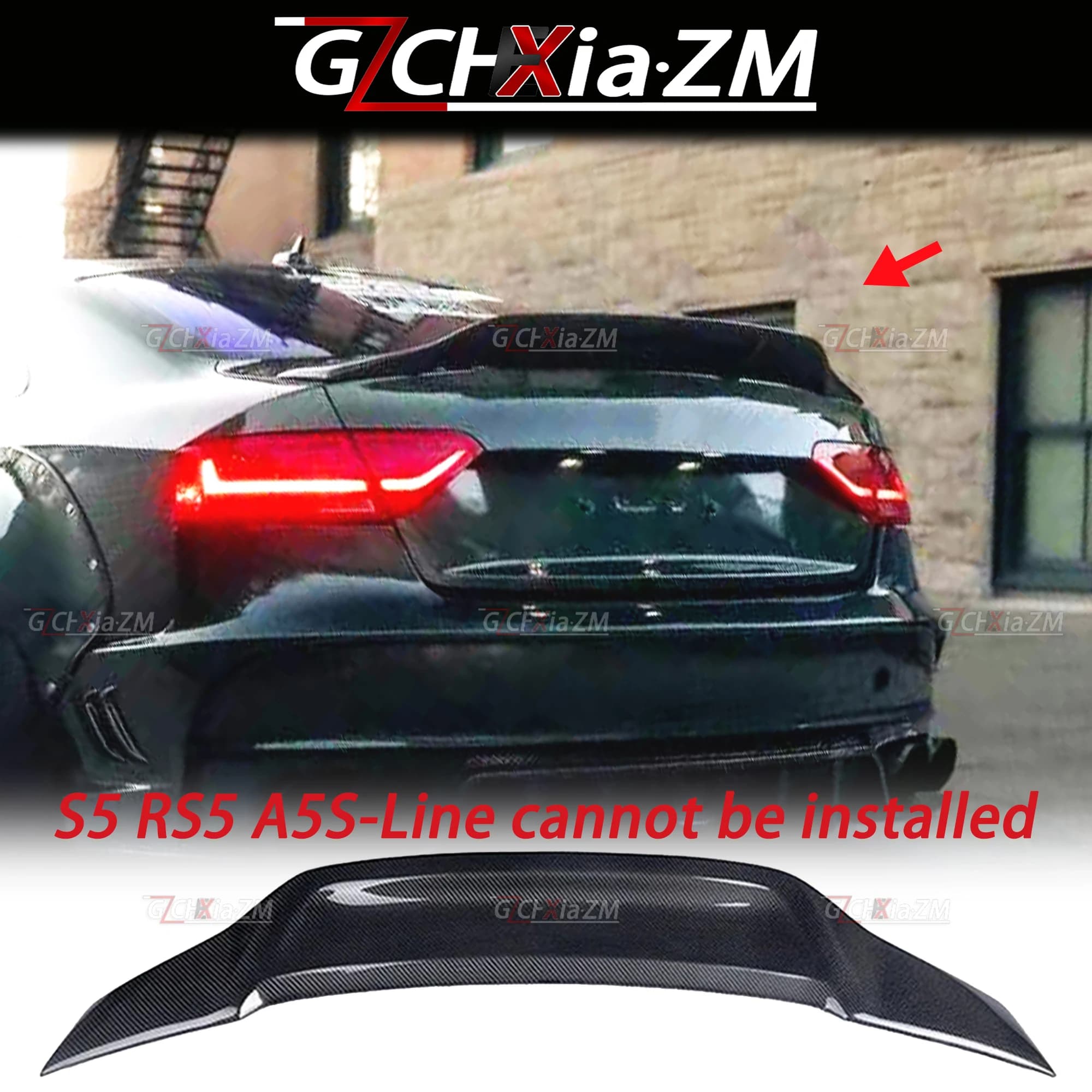For 2009-2016 Audi A5 B8 B8.5 Spoiler 2-4 Doors Sportback Trunk Lid Carbon Fiber Diffuser Aerodynamic Kit Rear Wing Decoration