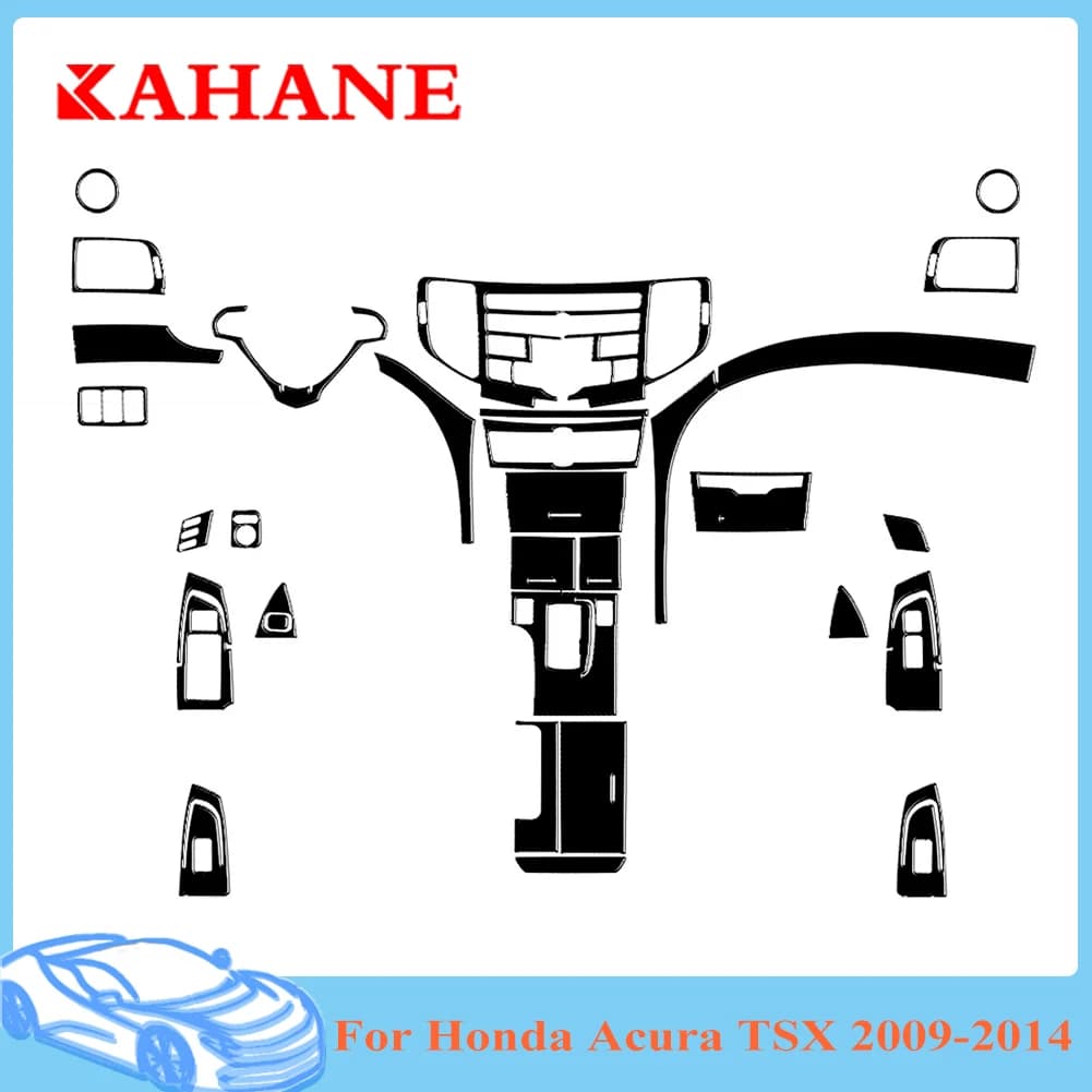 New Jet Black Car Stickers For Honda Acura TSX 2009-2014 Various Parts Decorative Accessories Car Interior Cover Trim