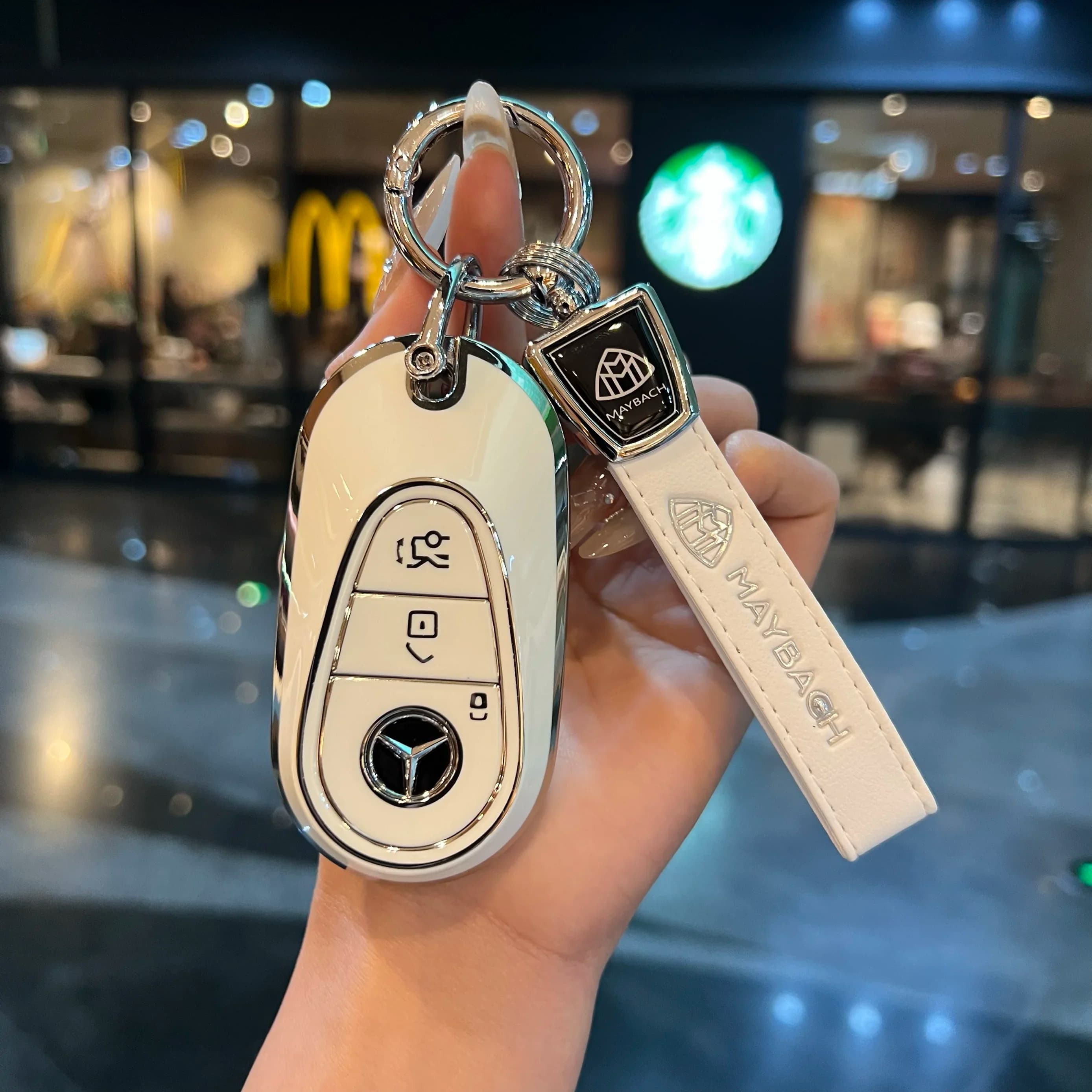 For Mercedes Key Fob Cover 3 Buttons TPU Key Fob Protector Key Chain for A B C E G K R S Class AMG