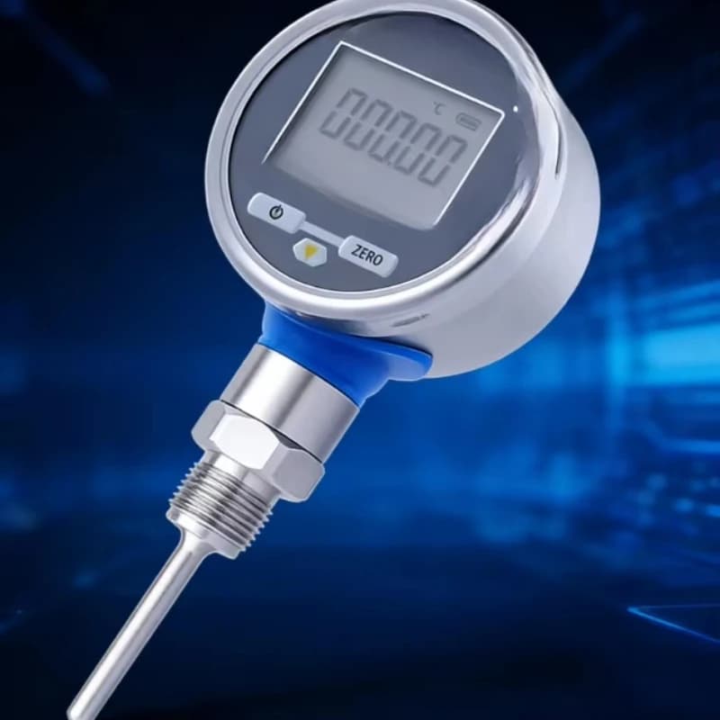 Industrial thermometer, high-precision Pt100 temperature sensor, transmitter, built-in battery, LCD screen, stainless steel