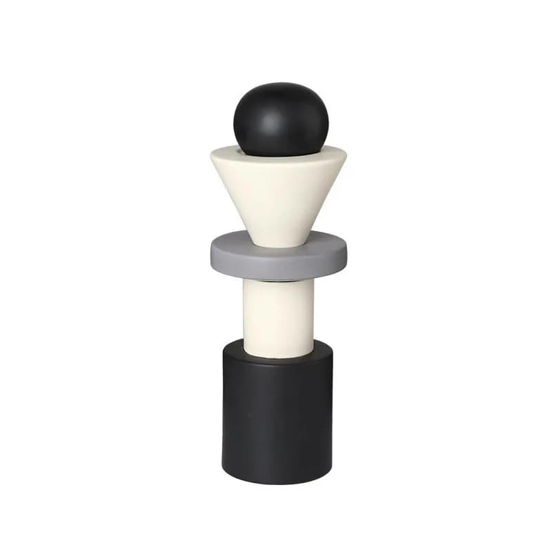 Minimalist geometric black and white gray funnel decorative pot villa exhibition hall TV cabinet desktop creative vase ornament