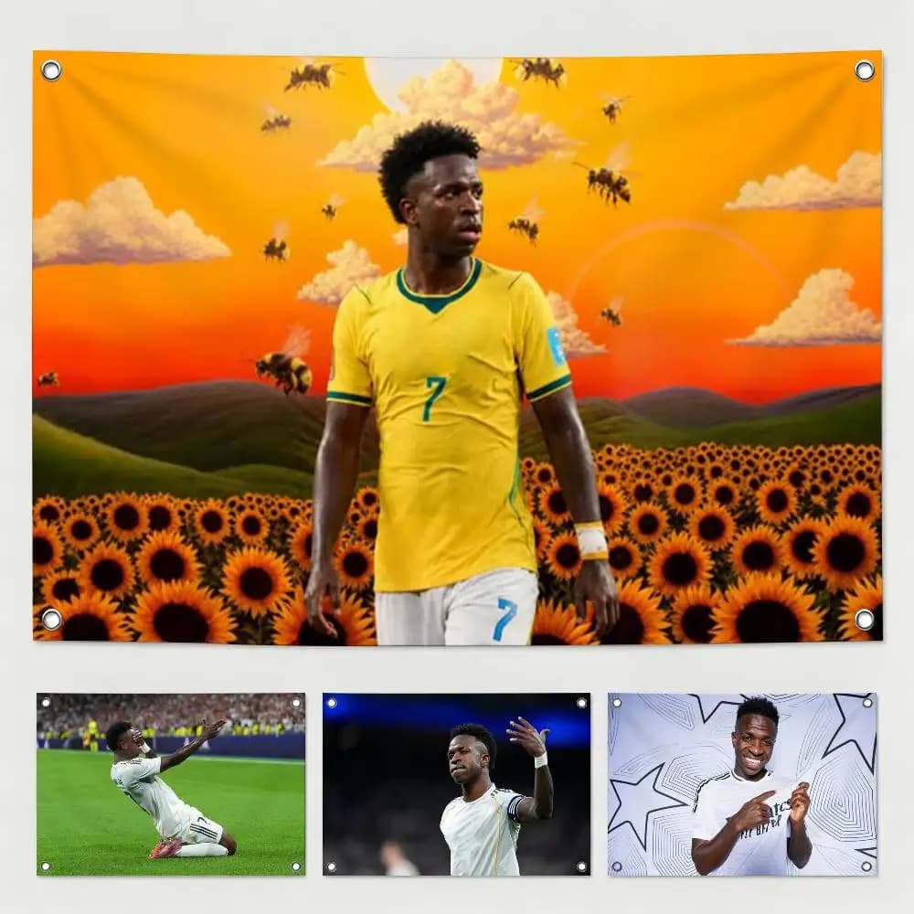 Football star V-Vinicius Jr  Flags Wall Hanging Tapestry Outdoor Garage Room Decorative flag Background Blanket