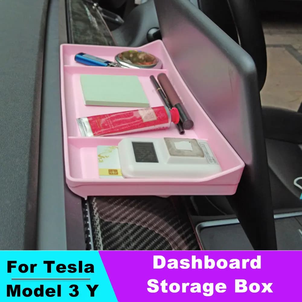 Silicone Storage Box For Tesla Model 3/Y Dashboard ETC Bracket Tissue Storage Rack Tray Car Accessories