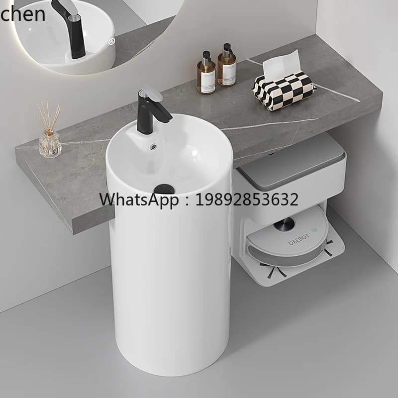 ceramic column basin rock slab countertop bathroom floor washing table integrated balcony washing table