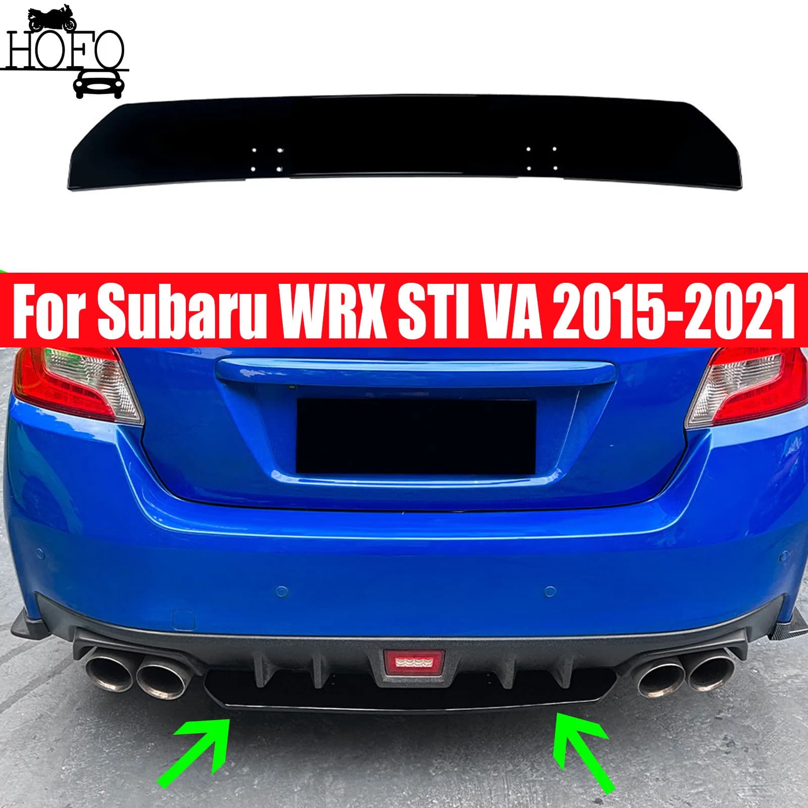 For Subaru WRX STI VA 2015-2021 Car Rear Bumper Lip Splitter Diffuser ABS Body Kit Cars Exterior Modification Accessories