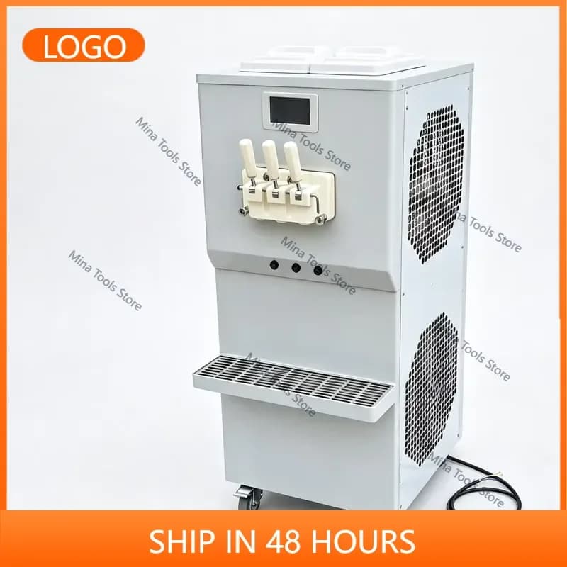 3-Flavor Soft Serve Ice Cream Machine Commercial Frozen Yogurt Maker Small Bakeries for Automatic Stainless Steel 3000W
