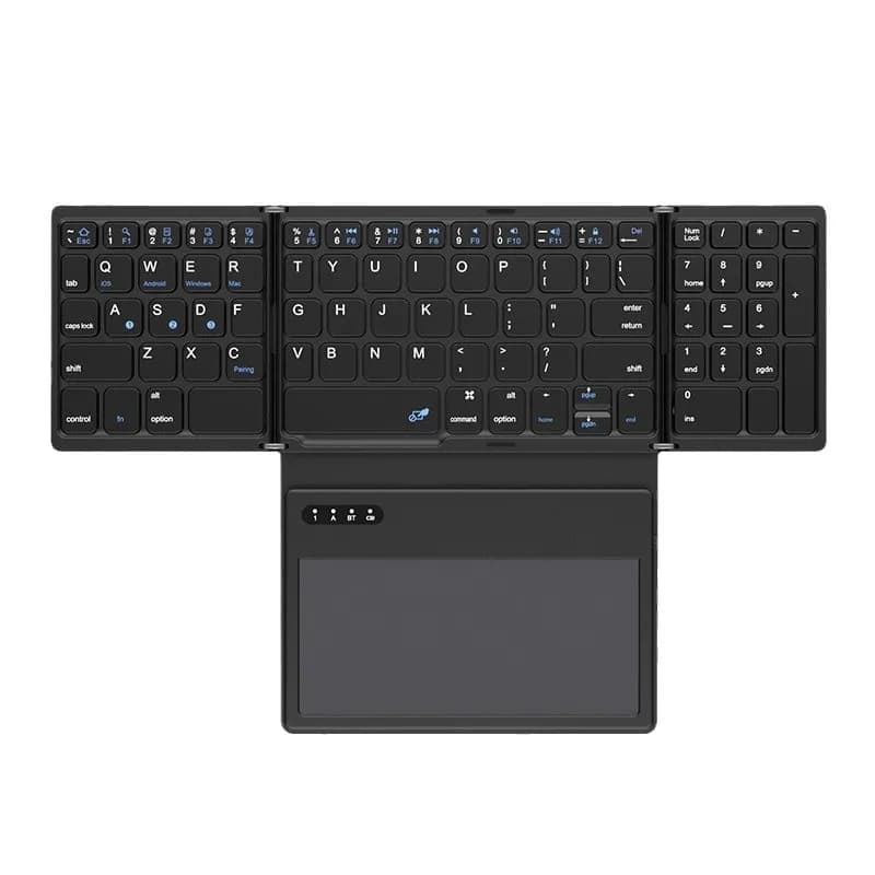 Business leather large trackpad bluetooth folding keyboard charging mini keyboard portable bluetooth keyboard