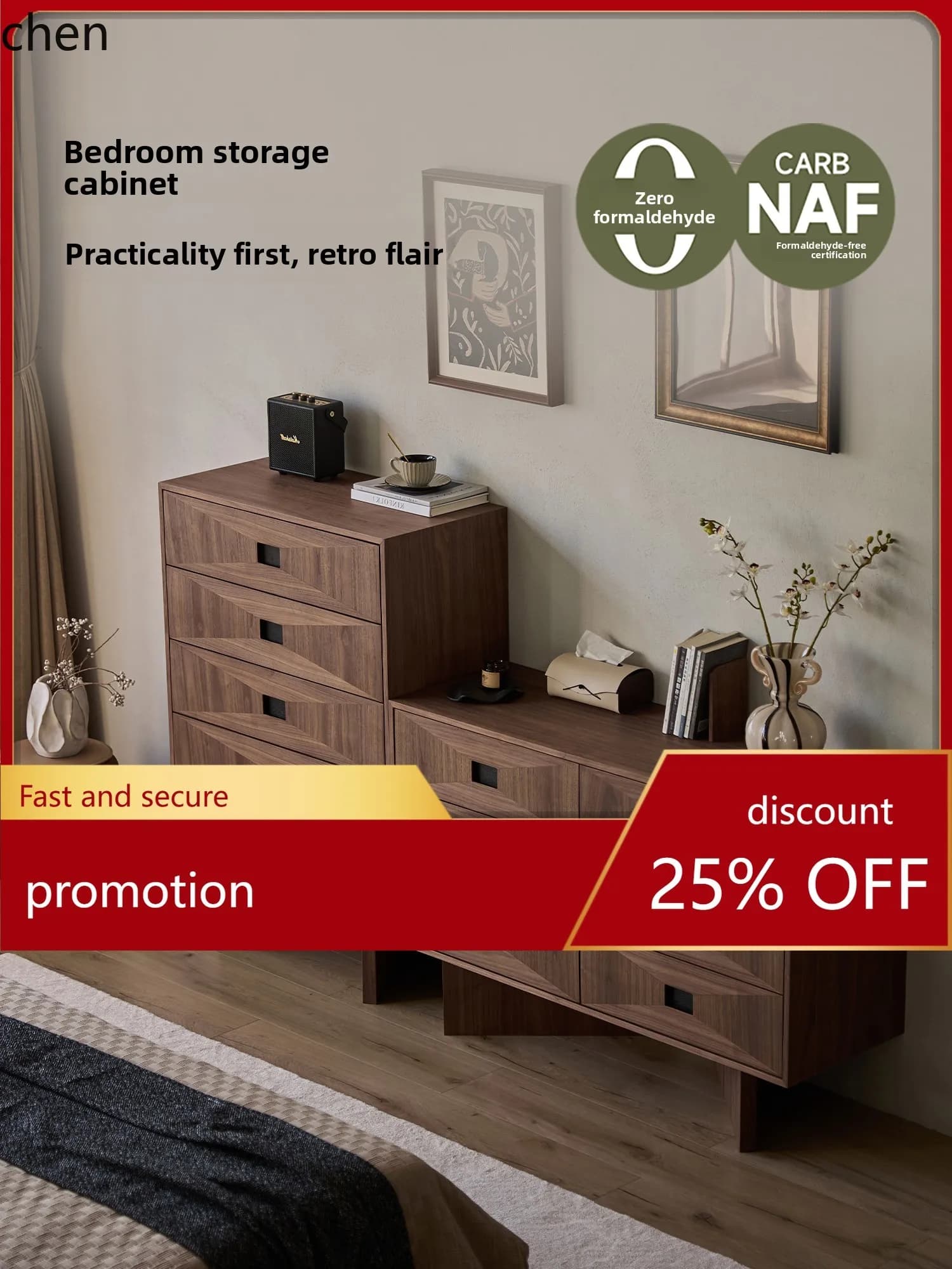 HT Six-Drawer Five-Drawer Cabinet Bedroom Storage Cabinet Storage Bedroom Bedside Cabinet Living Room Wall-Mounted Modern Simple