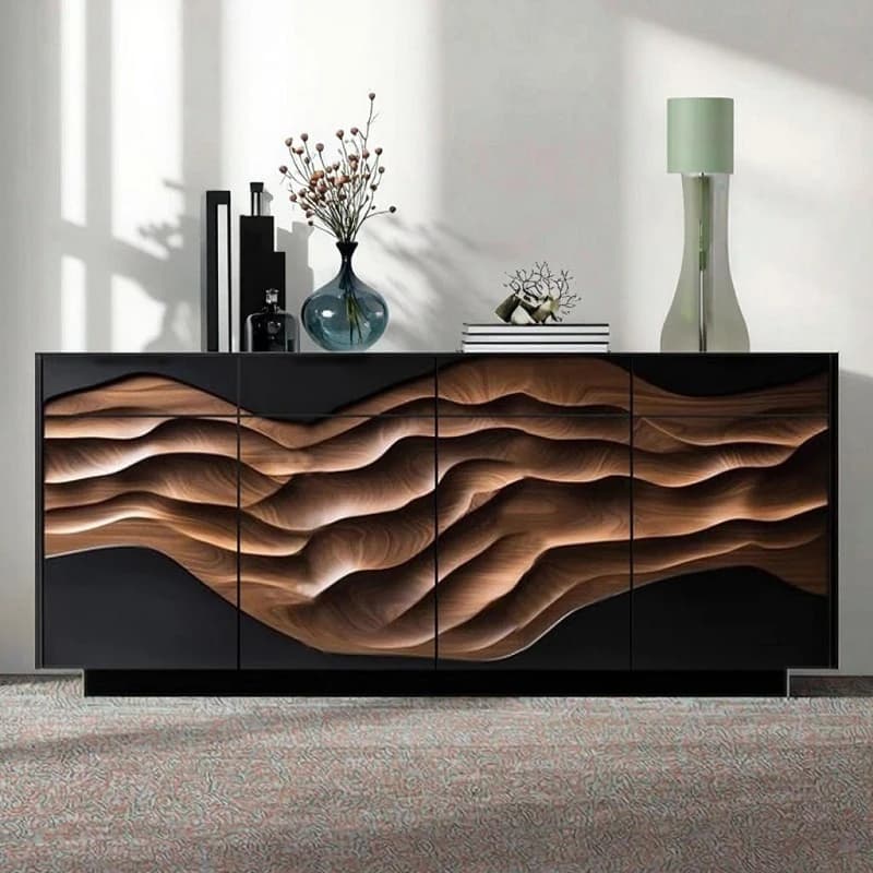 Modern style solid wood frame metal legs living room locker