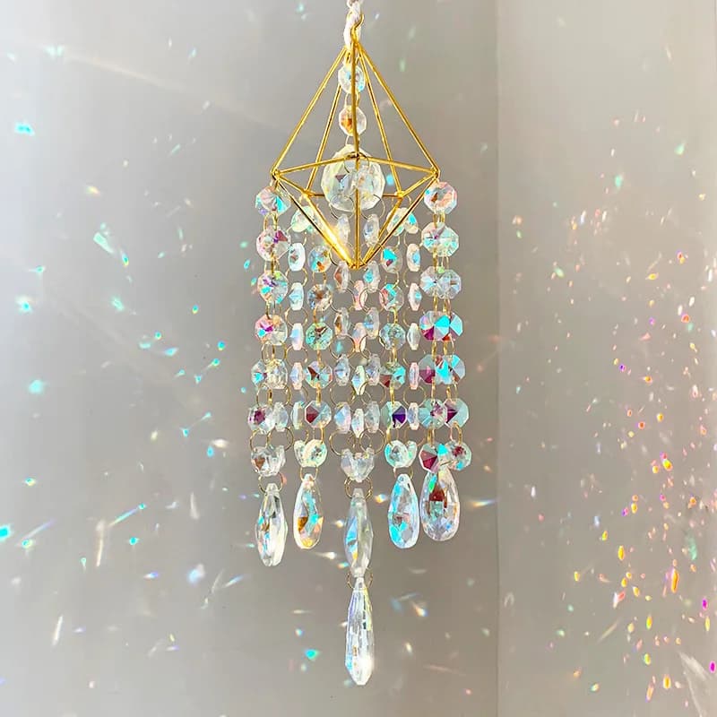 1pc Light Fantasy Crystal Wind Chime Hanging Window Patio Aerial Hanging Suncatcher Rainbow Gift