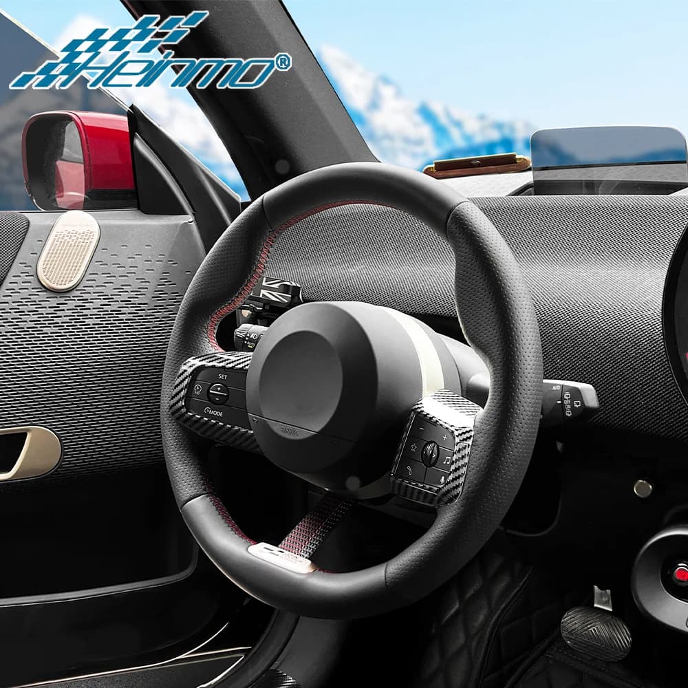 Car Steering Wheel Button Frame Cover Stickers Compatible with Mini Cooper Countryman U25 F65 F66 Cooper E SE J01 J05 2024+