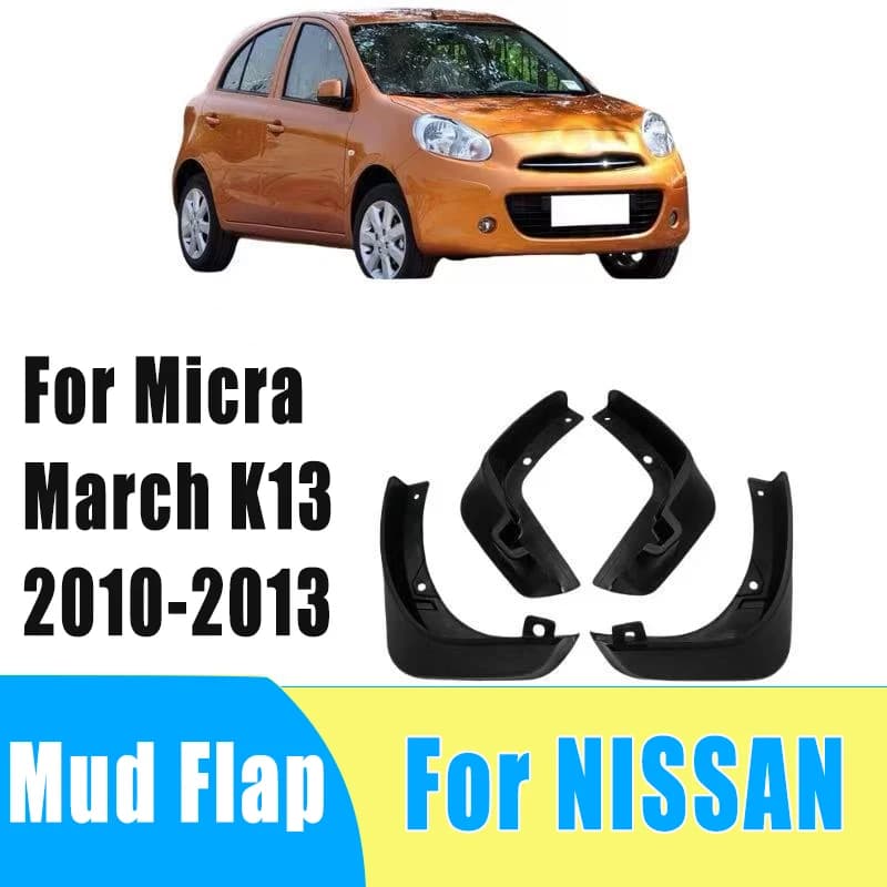 4pcs Auto Tire Mudguard Waterproof Prevent Mud Splashing Car Mud Flap Fender Trim Accessory For Nissan Micra March K13 2010-2013