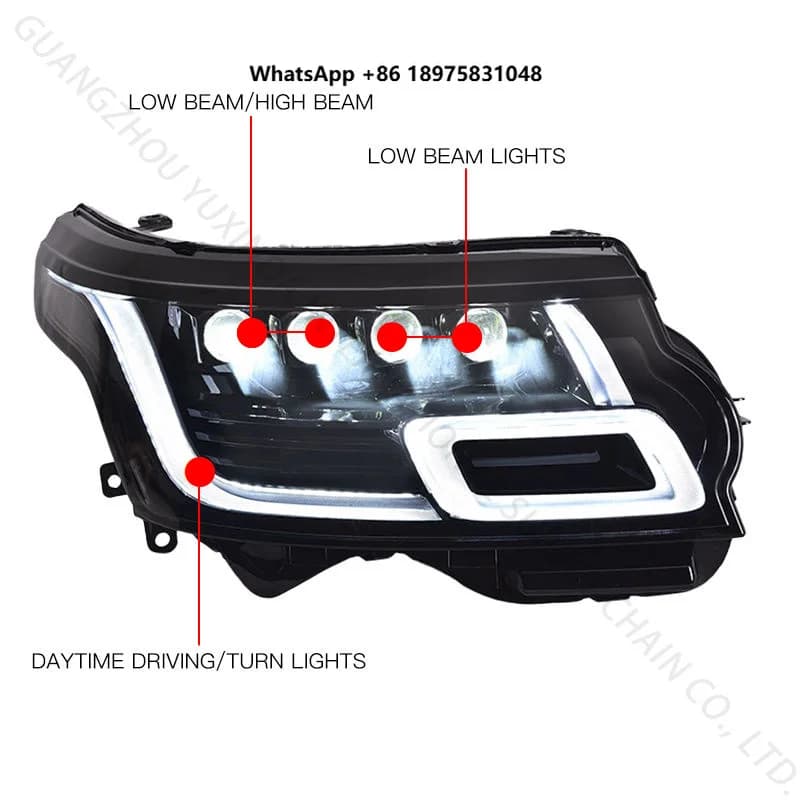 Auto LED Headlight Assembly Head Lamp Accessories for 2014Land Rover Range Rover Vogue UPGRADE to 18 VOGUE 4 LENS TYPE