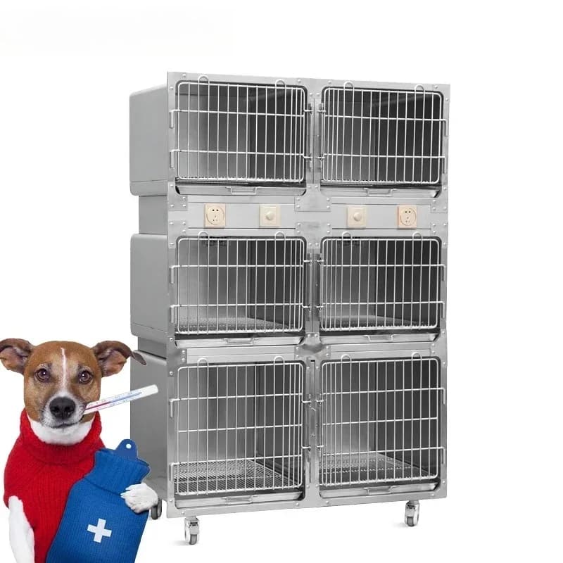 SK-PC01 Wholesale Large Stainless Steel Wire Animal Supplies Metal Outdoor Cat Dog Pet Cages With Casters