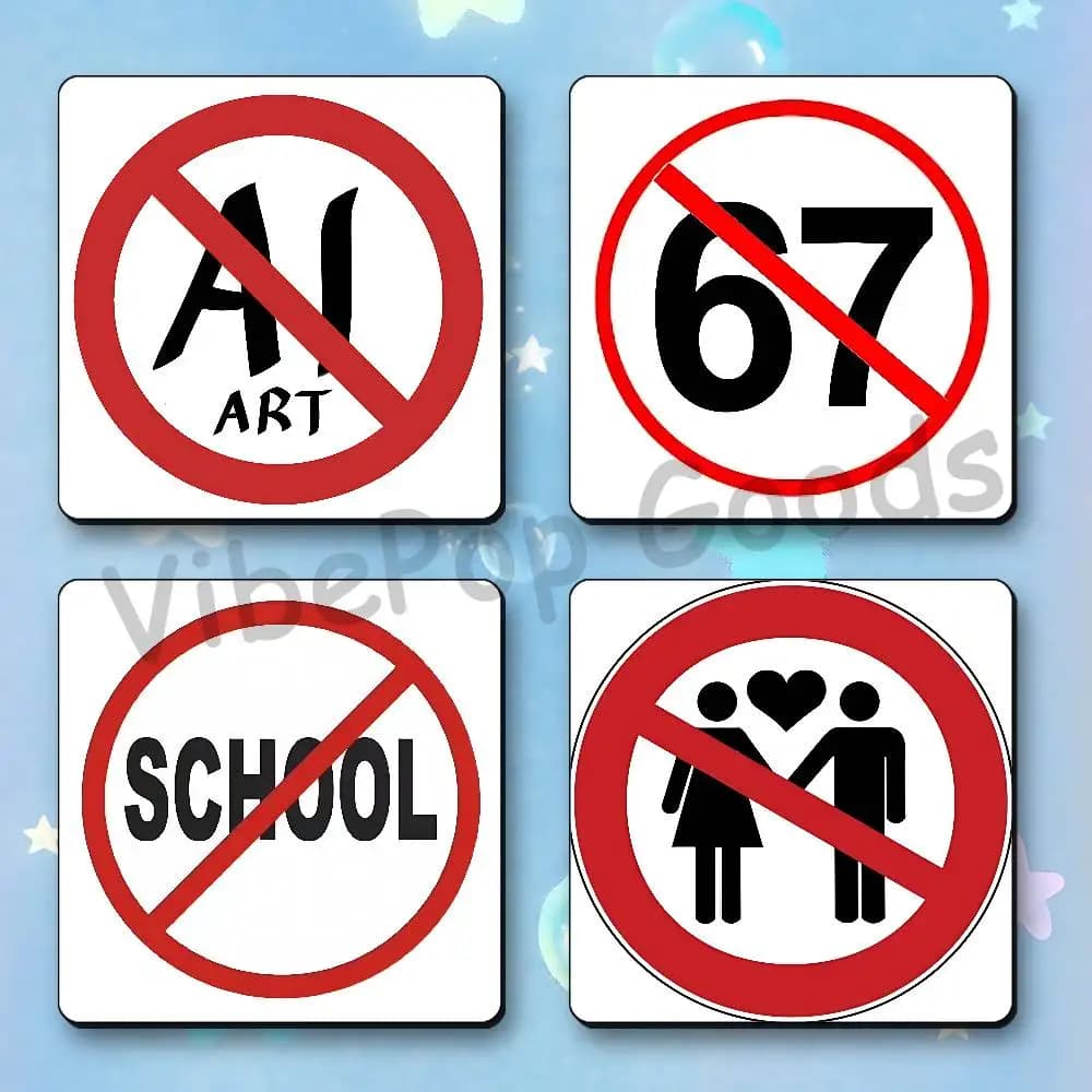 Warning Icon Disable AI Prohibition Sign BestSelling Refrigerator Magnetic Fridge Magnets Adhesive to Metal Surfaces 55mm