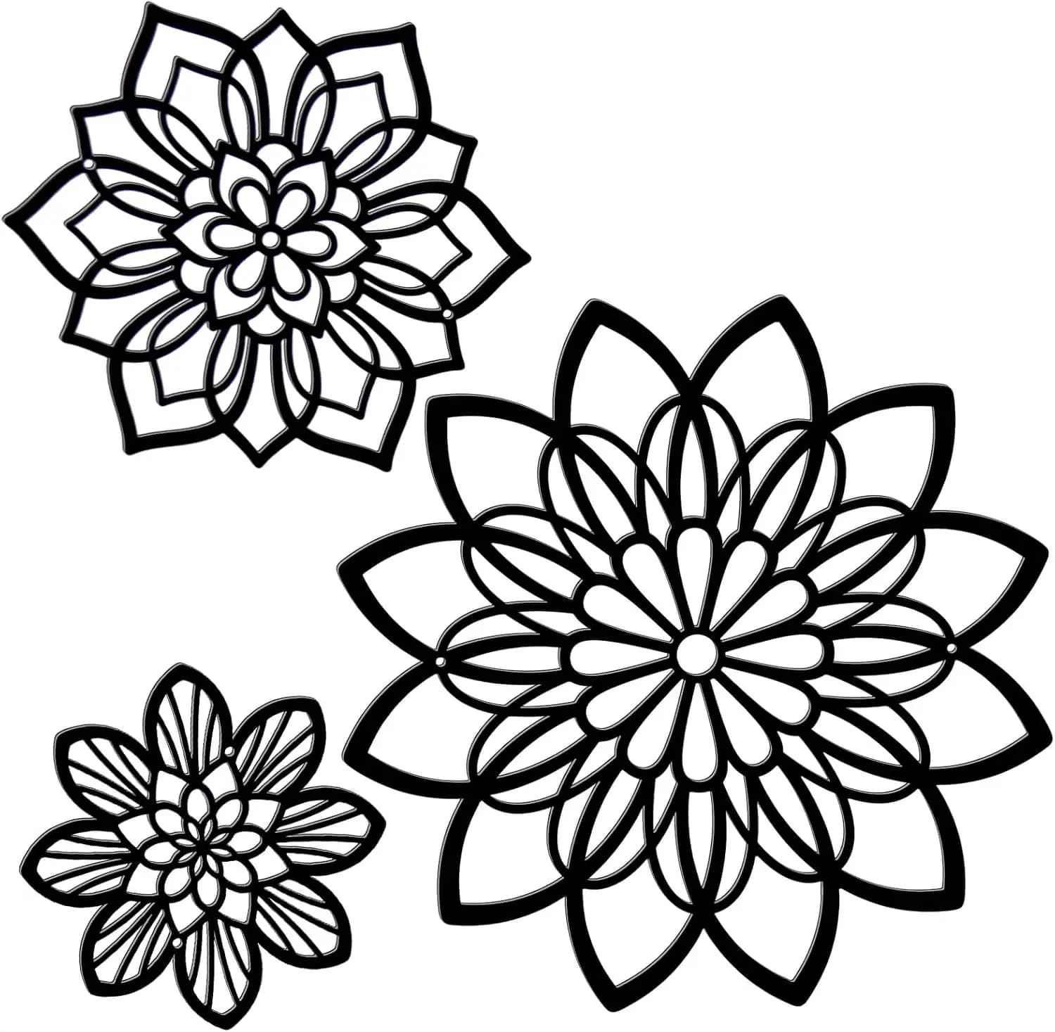 3 Pcs Metal Flowers Wall Art Bathroom Wall Decor (Black Elegant) | Farmhouse Flower Bathroom Decor Wall Decorations For Bathroom