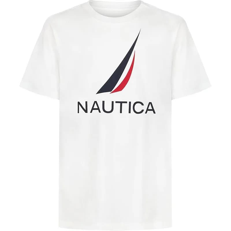 Men's NAUTICA Sailboat Pattern T-Shirt, Summer Short Sleeve Crew Neck Casual Nautical Print T-Shirt, Breathable Unisex Daily Top