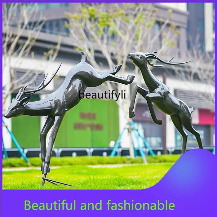 Outdoor Animal Deer Sculpture Customized Garden Landscape Sketch Landscape Decoration Hotel Mall Park Floor-Standing Decorations