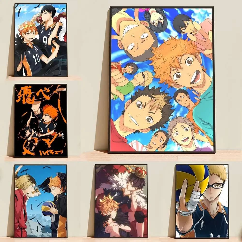 H-Haikyu Anime S-Shoyo x Tobio Poster Self-adhesive Waterproof Paper Sticker Coffee House Bar Room Wall Decor