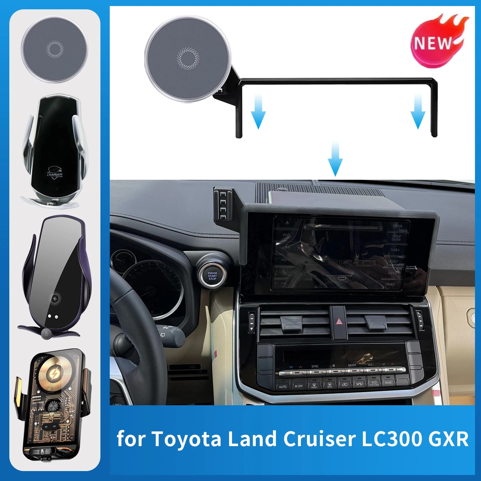 for Toyota Land Cruiser LC300 GRX 2022-2024 Mount Dedicated Base In Car Mobile Support Portable Navigation Phone Holder