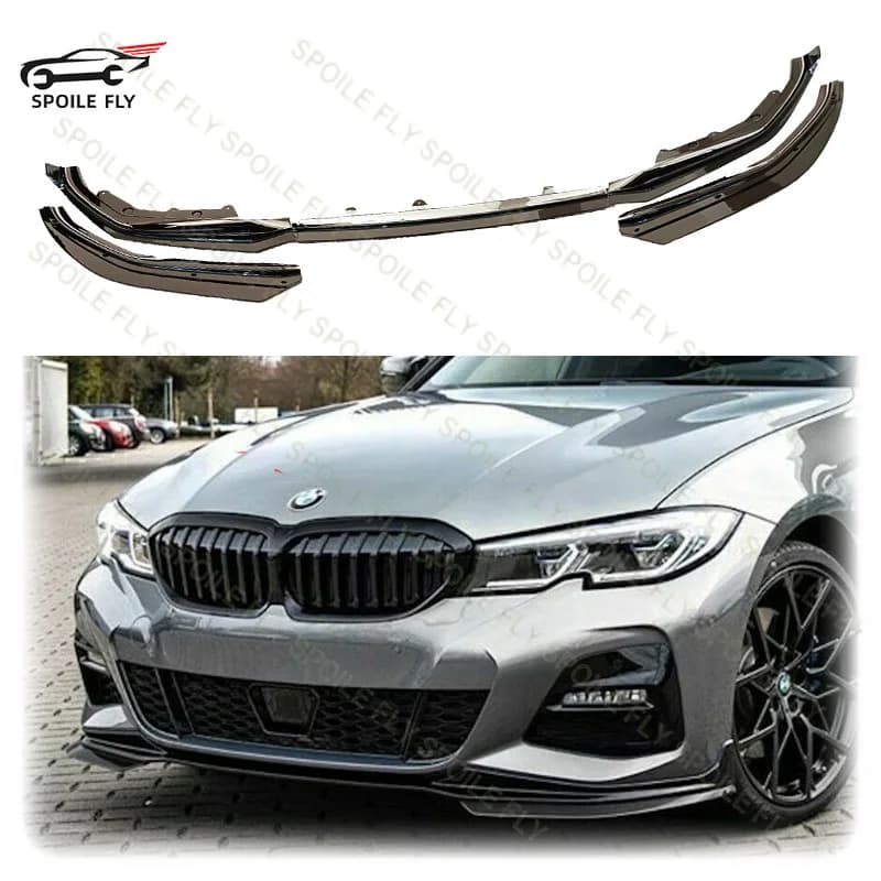 New Design 5PCS 2019 To 2023 For BMW 3 Series G20 G28 G21 M-Pack Front Bumper Splitter Lip Spoiler Diffuser ABS Gloss Black