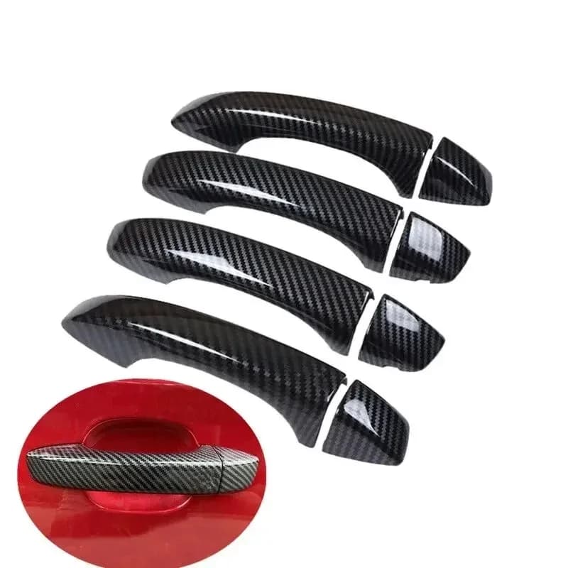 For MG HS 2018 2019 2020 2021 2022 2023 2024 ABS Carbon Glossy Black Car Door Handle Cover Trims Sticker Car Styling Accessories