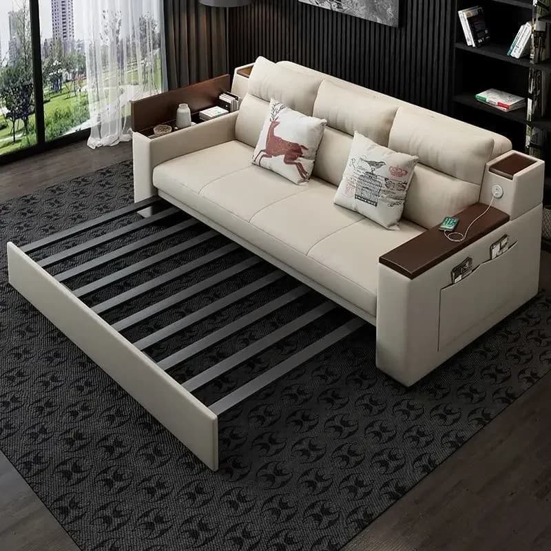 e-3  living room multi-functional storage double fabric removable and washable solid wood folding sofa bed dual-purpose