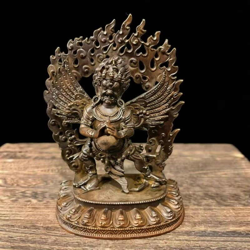 Antique Bronze Tibetan Puba Vajra Buddha Creative Home Garden Living Room Entrance Ornaments Miniature Statue Crafts Gifts
