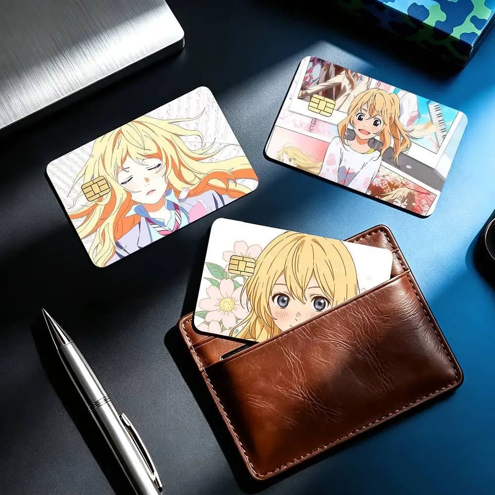 K-Kaori M-Miyazono Your Lie in April 4pcs 1Set Card Stickers Small Waterproof Chip 4PCS Card Sticker Anti-Scratch