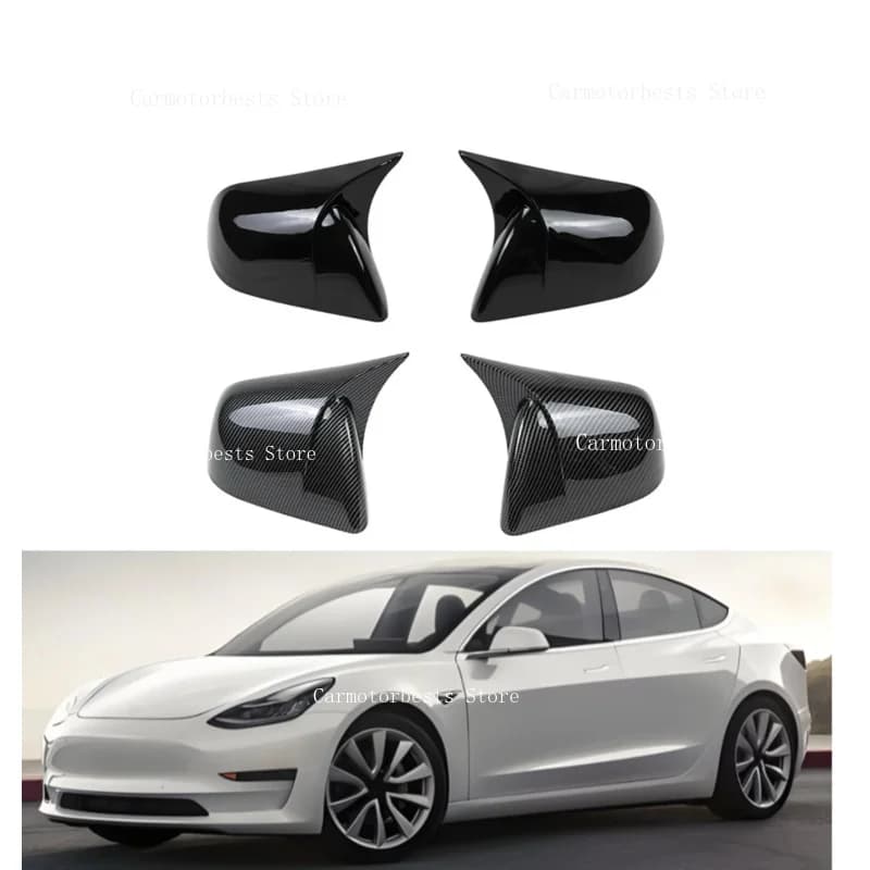 Car  Rearview Side Mirror Cover Fit For  Tesla Model 3 Y 2017 -2023   Wing Cap Rear View Case Trim Carbon Fiber
