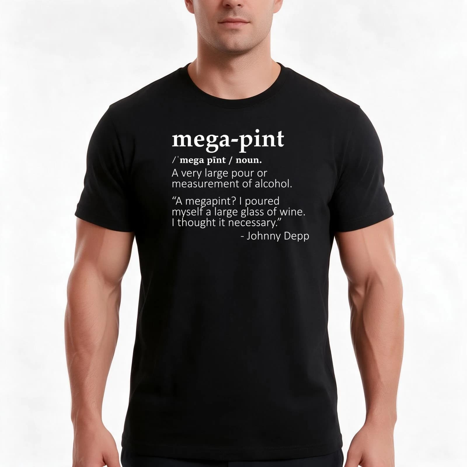 Mega Pint (White) T-Shirt, Summer Casual Cotton Tee, Oversized Streetwear Tops, Vintage Graphic Print, Loose Fit Short Sleeve