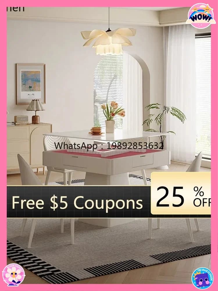 AB cream style mahjong table and dining table dual-purpose integrated living room multi-function new automatic  with cover