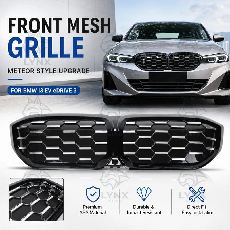 For BMW i3 EV eDrive 3 Half Silver Starlight Front Mesh Grille 22-IN 3 Series Meteor Replacement Style Car Modification