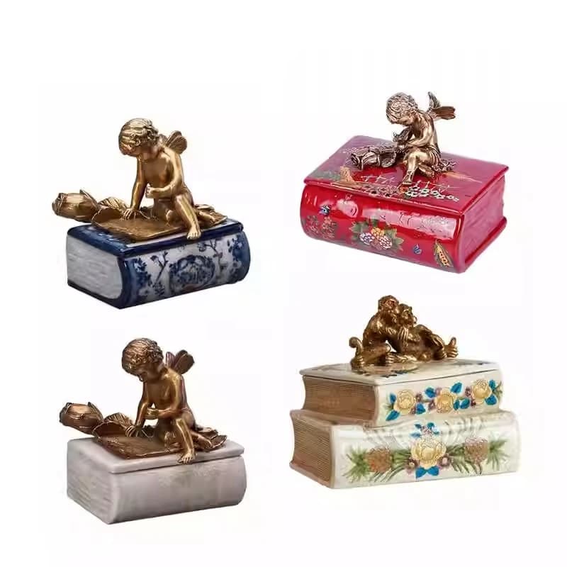 Luxury decoration box high-end jewelry box Vintage hand-painted porcelain lid jar porcelain jar