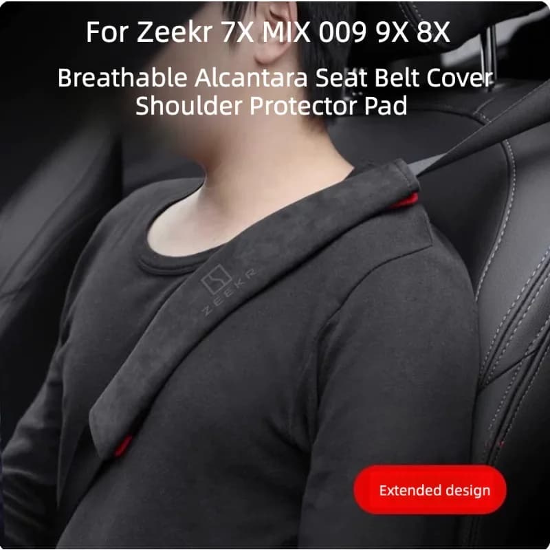 Breathable Alcantara Seat Belt Cover Shoulder Protector Pad For Zeekr 7X MIX 009 9X 8X Auto Interior Accessories