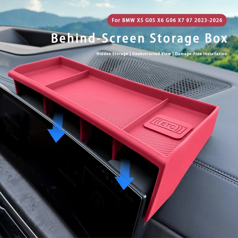 Car Central Control Navigation Behind Screen Storage Box Organizer Non-slip Tray Interior Accessories For BMW X5X6X7 G05 G06 G07