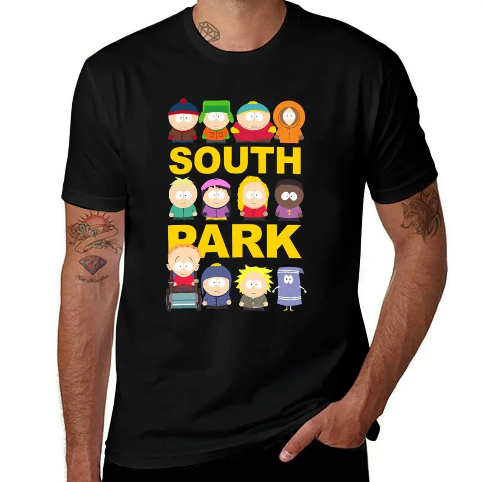 Text color south art park Trey Parker gift for fans T-Shirt t shirts for man cotton anime t shirts oversize
