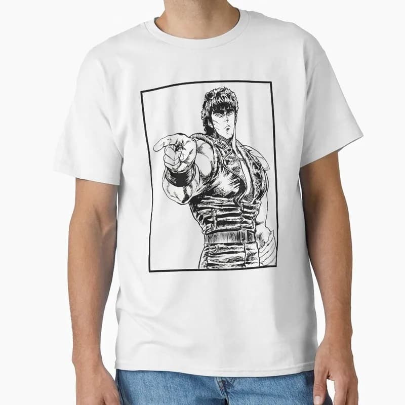 Kenshiro Fist of the North Star T‑Shirt 100% Cotton print Vintage Hokuto No Ken Anime Streetwear 0421 Casual Short Sleeve Tops